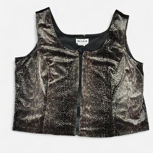 Vintage XL Vest Crop Top, Womans, Velour Snack Print, 90s